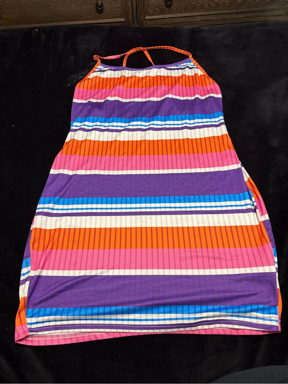SHEIN Pastel Striped Halter Dress in Lavender, Pink, Blue & Cream